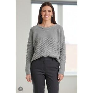 ELK Wool Blend Gray Marle Jaffe Crew Neck Sweater  Womens Size 12 MSRP$218